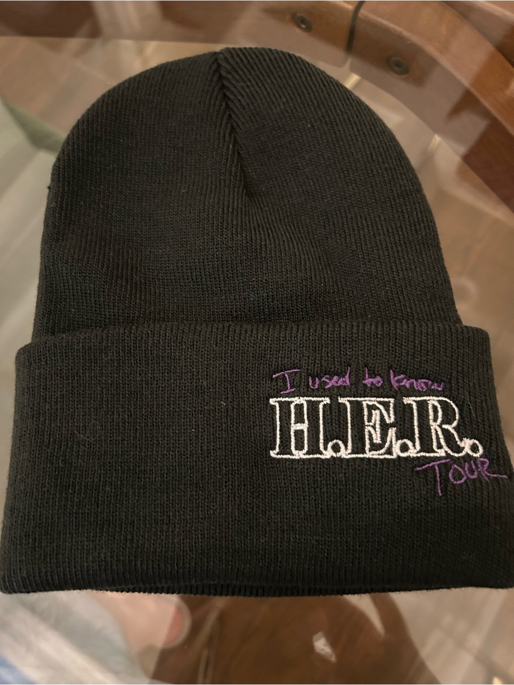 H.E.R. Tour Embroidered Black Beanie